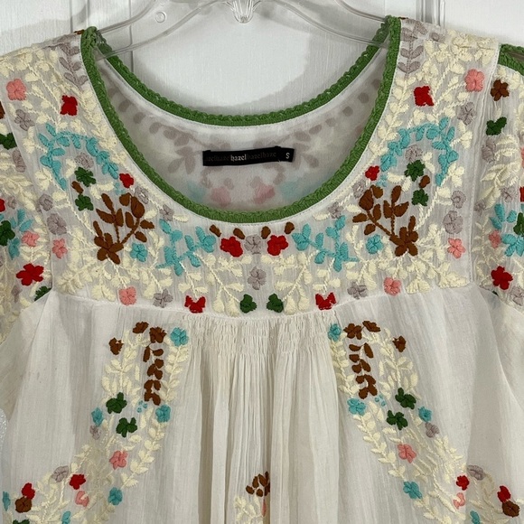Hazel Anthropologie Boho Women’s Floral Embroidered Blouse Small Cottagecore - Picture 2 of 12